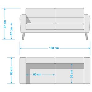 Sofa Lucinda I (2-Sitzer) Webstoff Hanabi: Grau - Beige