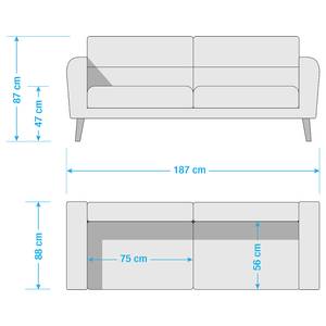 Canapé Lucinda I (2-3 places) Tissu - Tissu Hanabi: Beige - Noir