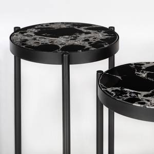 Bouts de canapé Abee I (2 éléments) Imitation marbre noir / Noir