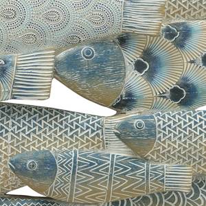 Muurdecoratie Neptuny kunsthars - blauw/wit