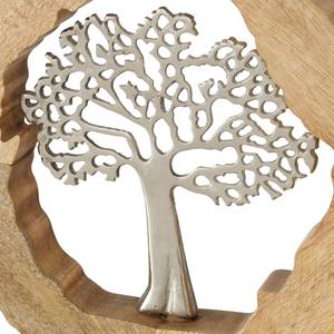 Decoratie Tree aluminium/mangohout - beige/zilverkleurig