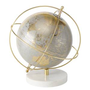 Decoratie Globe ijzer/marmer/kunsthars - goudkleurig/zilverkleurig