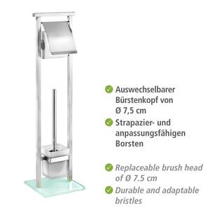Stand WC-Garnitur Debar Edelstahl rostfrei / Glas - Silber