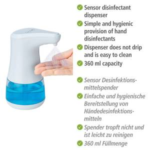 Sensor-desinfectiemiddel-dispenser Diala ABS-kunststof - wit