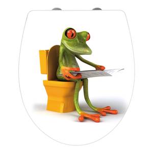 Premium WC-Sitz Frog News Edelstahl / Duroplas - Weiß