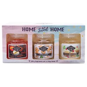 Bougies parfumées Sweet Home (lot de 3) Mélange de cire de soja - Multicolore