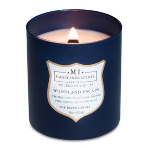 Bougie parfumée Woodland Escape Mélange de cire de soja - Bleu - 425 g - Diamètre : 10 cm