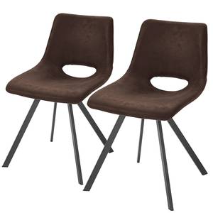 Chaises capitonnées Benol (lot de 2) Marron foncé