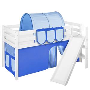Lit mezzanine Jelle Stripes II Avec toboggan et rideaux - Bleu - 90 x 200cm