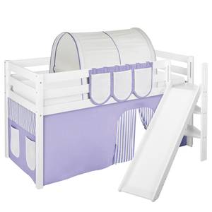 Lit mezzanine Jelle Stripes II Avec toboggan et rideaux - Lilas - 90 x 200cm