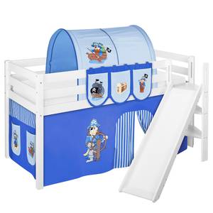 Lit mezzanine Jelle Pirate II Avec toboggan et rideaux - Bleu - 90 x 200cm