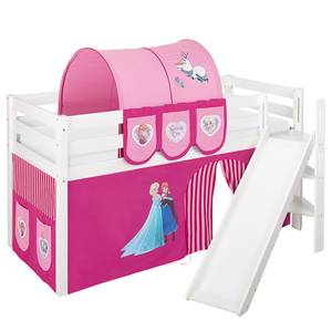 Hoogslaper Jelle Frozen II met schuine glijbaan en gordijn - Roze - 90 x 190cm