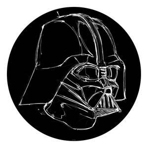 Papier peint intissé Star Wars Ink Vader Intissé - Noir / Blanc