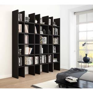 Boekenkast Emporior XIII crèmewit - Eikenhouten zwartbruin look - Breedte: 216 cm