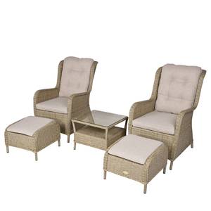 Sessel-Set Valencia (5-teilig) Stahl / Polyrattan - Beige