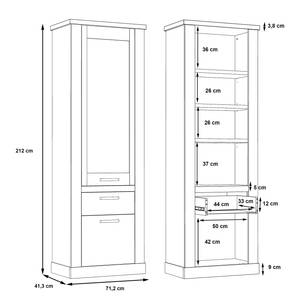 Vitrine Moro Imitation chêne artisan / Gris