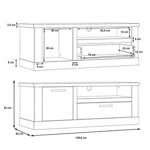 Tv-meubel Moro Artisan eikenhouten look/grijs