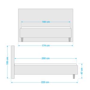 Gestoffeerd bed Ava Antraciet - 160 x 200cm