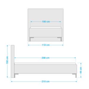 Gestoffeerd bed Milo Grijs - 100 x 200cm