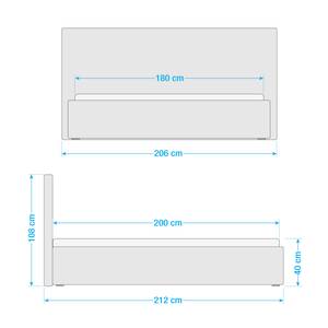 Gestoffeerd bed Sina Grijs - 180 x 200cm