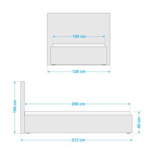 Lit capitonné Sina Anthracite - 100 x 200cm