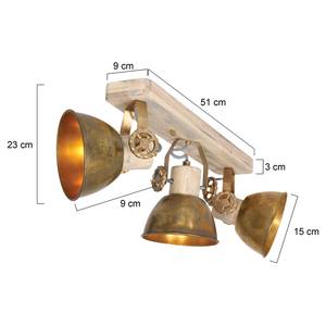 Plafondlamp Gearwood I aluminium/massief eikenhout - 4 lichtbronnen