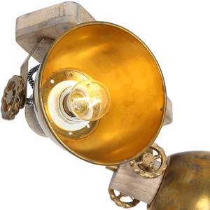 Plafondlamp Gearwood VIII aluminium/massief eikenhout - 2 lichtbronnen