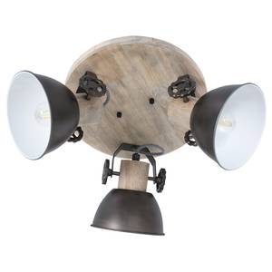 Plafondlamp Gearwood II aluminium/massief eikenhout - 3 lichtbronnen