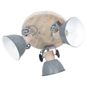 Plafondlamp Gearwood IV aluminium/massief eikenhout - 3 lichtbronnen