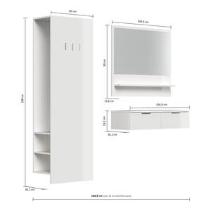 Garderobenset Asker III (3-teilig) Creme / Anthrazit