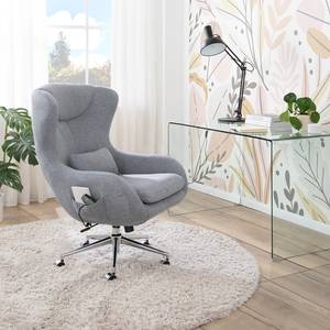 Chaise de bureau massant Barnard (avec fonction massage) Tissu / Métal - Gris clair / Chrome