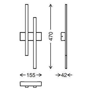 Applique murale Graz III Polycarbonate / Fer - 2 ampoules - Noir