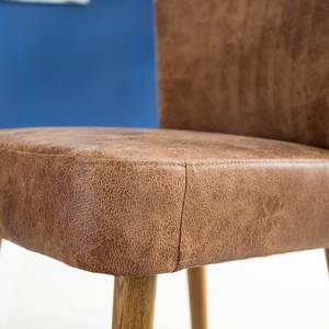 Chaise Fabio Cuir véritable / Frêne massif - Cognac / Frêne foncé