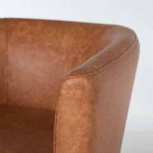 Chaise à accoudoirs Ethan Microfibre / Frêne massif - Cognac / Frêne foncé