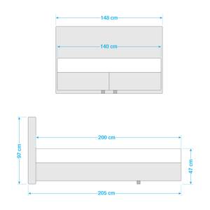 Boxspringbett Neil Silber - 140 x 200cm - H3