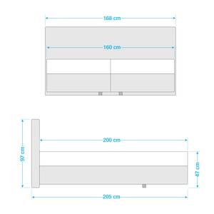 Boxspringbett Neil Silber - 160 x 200cm - H2