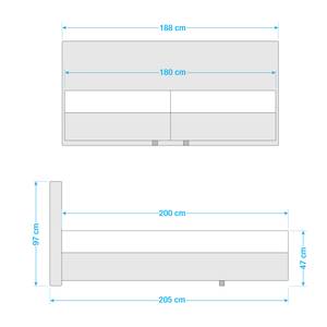 Boxspringbett Neil Silber - 180 x 200cm - H2