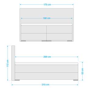 Lit boxspring Austin Argenté - 160 x 200cm - D2 souple