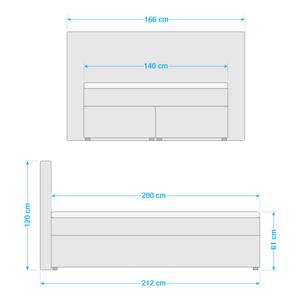 Lit boxspring Heiko Anthracite - 140 x 200cm - D4 ferme