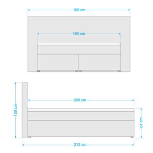 Boxspringbett Heiko Grau - 160 x 200cm - H2