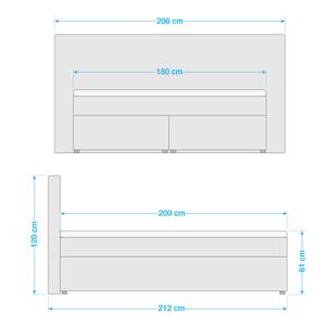 Boxspringbett Heiko Grau - 180 x 200cm - H2