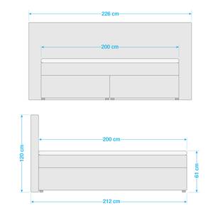 Boxspringbett Heiko Silber - 200 x 200cm - H2