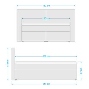 Boxspringbett Clark Silber - 160 x 200cm - H2