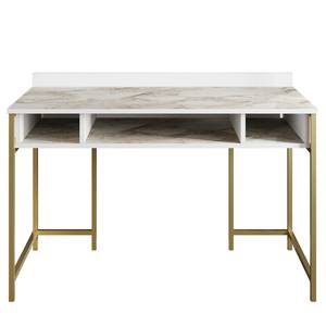 Bureau Andra witte marmeren look/goudkleurig - Wit imitatie marmer