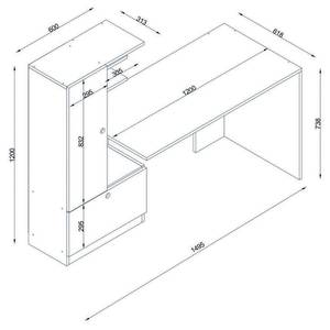 Bureau avec rangement Aidu Blanc / Imitation noyer - Blanc / Imitation noyer