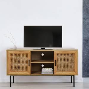 Meuble TV Kallista Rotin / Placage en bois véritable - Beige / Paulownia