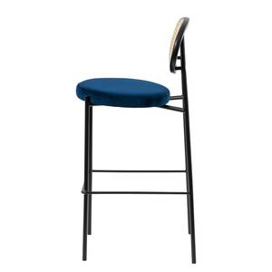 Barstuhl Davie (2er-Set) Rattan & Webstoff / Metall - Blau