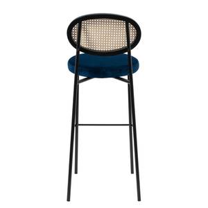 Barstuhl Davie (2er-Set) Rattan & Webstoff / Metall - Blau