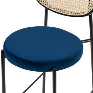 Barstuhl Davie (2er-Set) Rattan & Webstoff / Metall - Blau