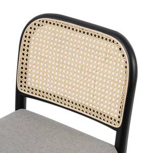 Chaise de bar Cutis Rotin et tissu / Hêtre massif - Gris lumineux